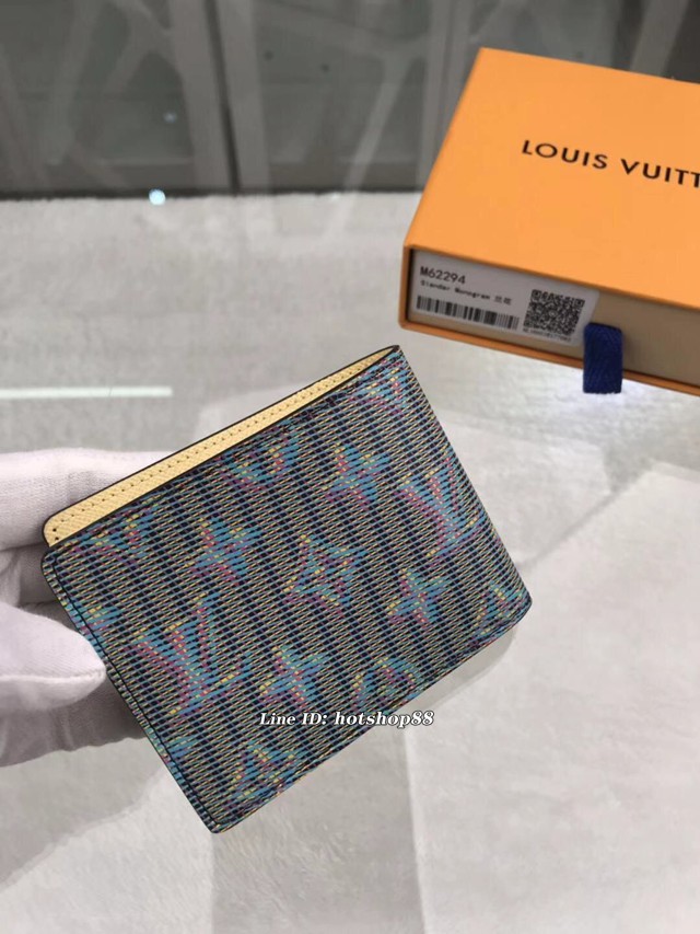 路易威登LV錢包 M62294蘭花 經典圖案浸潤霓虹色彩 Slender錢夾包 LV男士短夾 xxlv1905